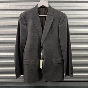 Armani Collezioni Grey Wool Check Blazer Jacket IT 48R